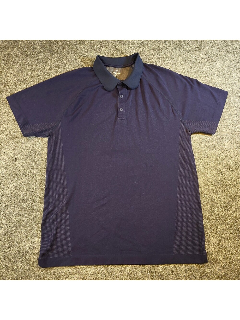 Fabletics Men Performance Seamless Polo Shirt Navy Blue Short Sleeve Small